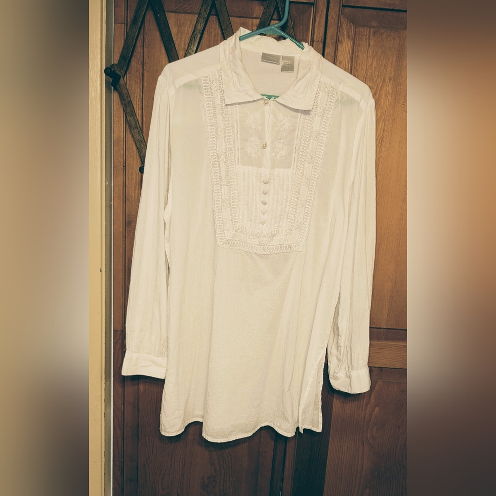 Spiegel vintage white 100% cotton tunic  size xl